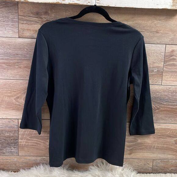 L L Bean Ladies Vneck Pullover Top, Size Small, Black - Picture 3 of 5